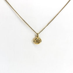 Christian Dior Necklace CD Rhinestone Round Plate Pendant Red Bean Chain Ladies