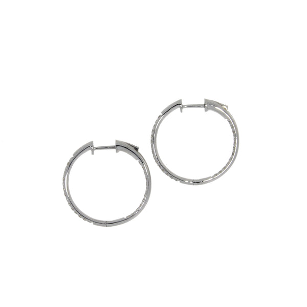 Natural .50ct Diamond Hoop Earrings 14KT White Gold