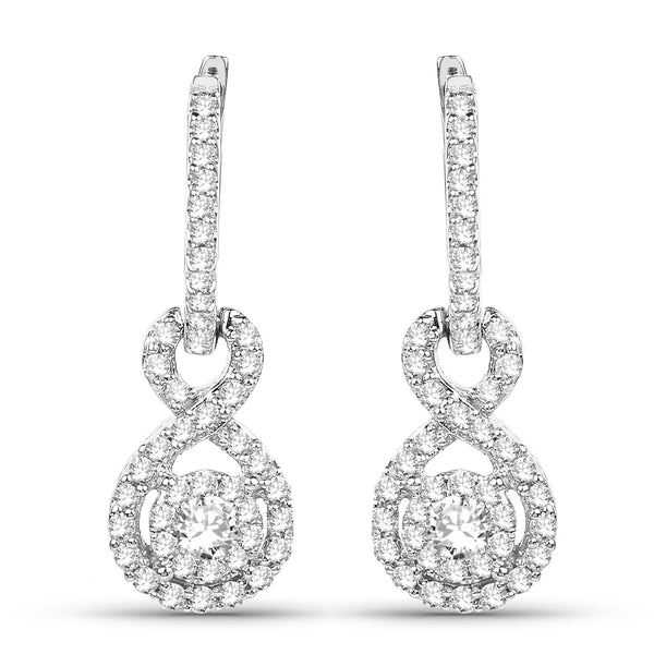 0.50 Carat Genuine White Diamond 14K White Gold Earrings (G-H Color, SI1-SI2 Clarity)