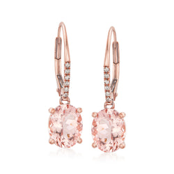 14K Rose Gold With Morganite , Diamond Earring