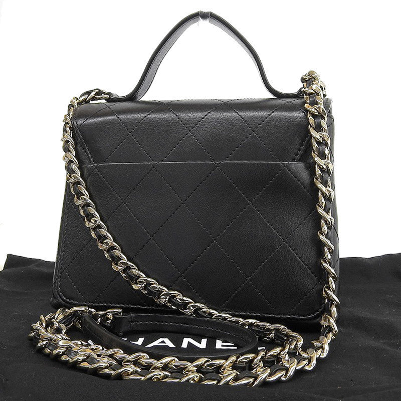 Chanel CHANEL Bag Matrasse Handbag 2way Leather Black AS0880
