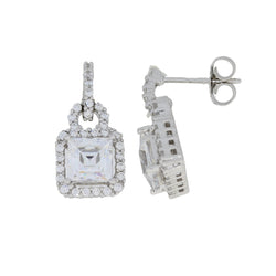 Natural Cubic Zirconium Dangle Earrings Sterling Silver