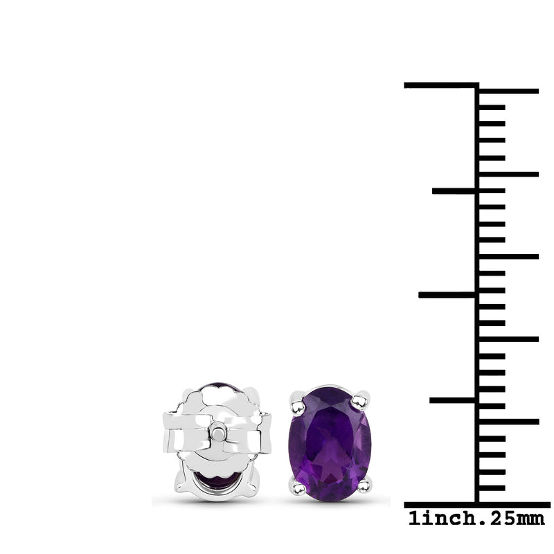 1.60 Carat Genuine Amethyst .925 Sterling Silver Earrings