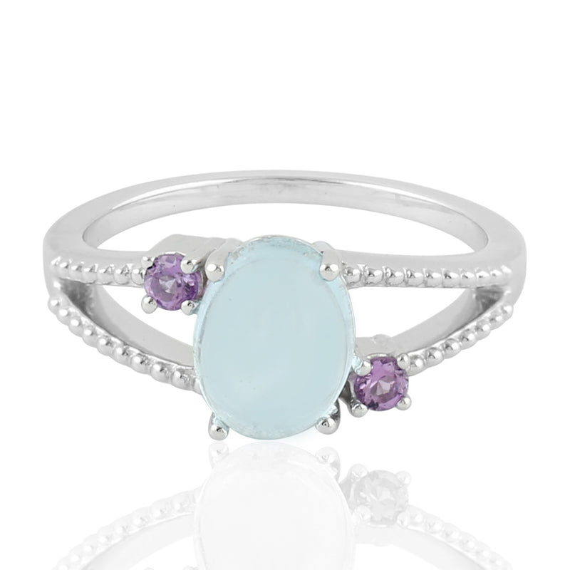2.79 Natural Amethyst Cocktail Ring 925 Sterling Silver Topaz Jewelry