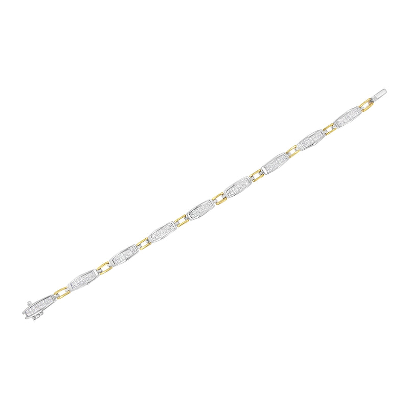 14K Yellow and White Gold 2.0 Cttw Princess Cut Diamond Tapered and Equal Sign Link Bracelet (G-H Color, SI1-SI2 Clarity) - 7"