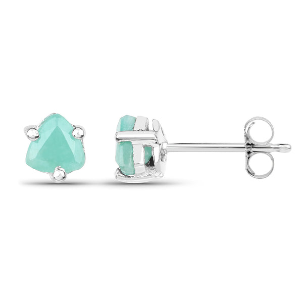 0.46 Carat Genuine Emerald .925 Sterling Silver Earrings