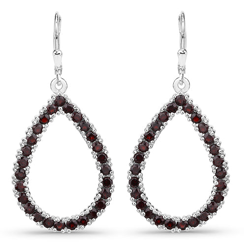 4.32 Carat Genuine Garnet .925 Sterling Silver Earrings