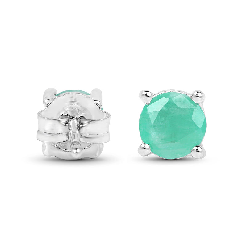 1.50 Carat Genuine Emerald .925 Sterling Silver Earrings