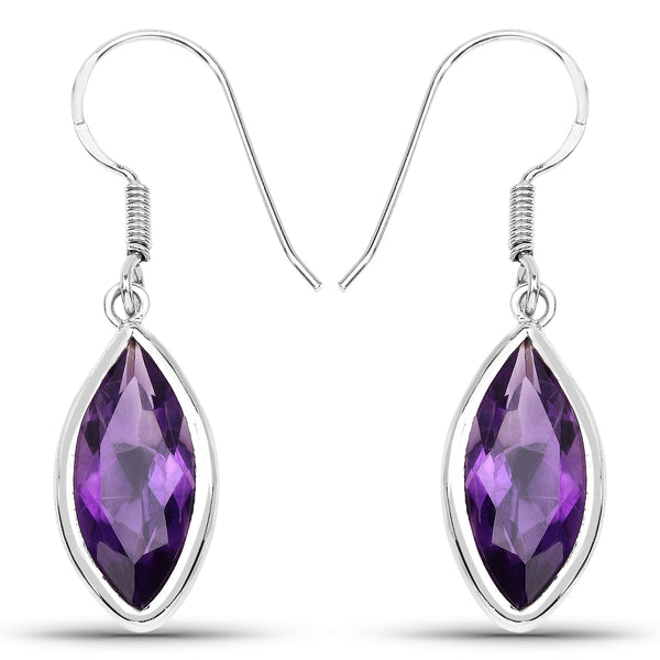 8.16 Carat Genuine Amethyst .925 Sterling Silver Earrings