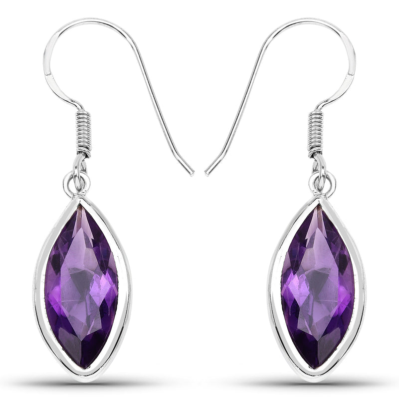 8.16 Carat Genuine Amethyst .925 Sterling Silver Earrings