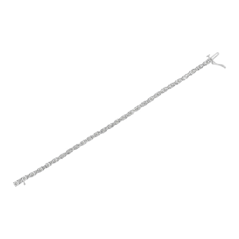 .925 Sterling Silver 1.0 Cttw Miracle-Set Diamond Alternating Graduated Link Tennis Bracelet (I-J Color, I3 Clarity) - 7.5"