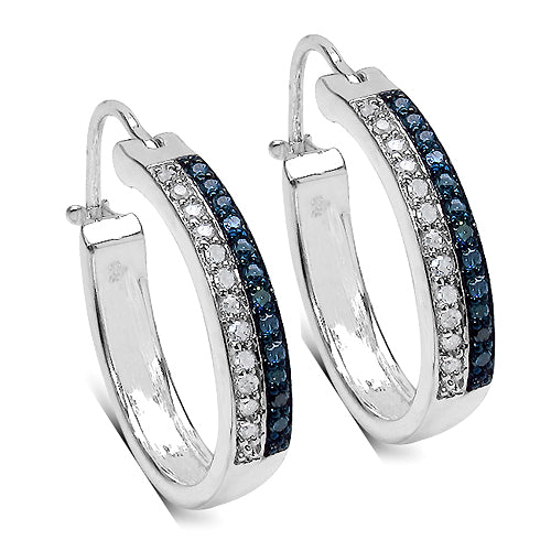 0.27 Carat Genuine Blue Diamond .925 Sterling Silver Earrings