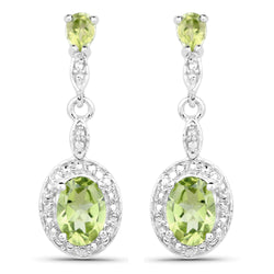 1.98 Carat Genuine Peridot .925 Sterling Silver Earrings