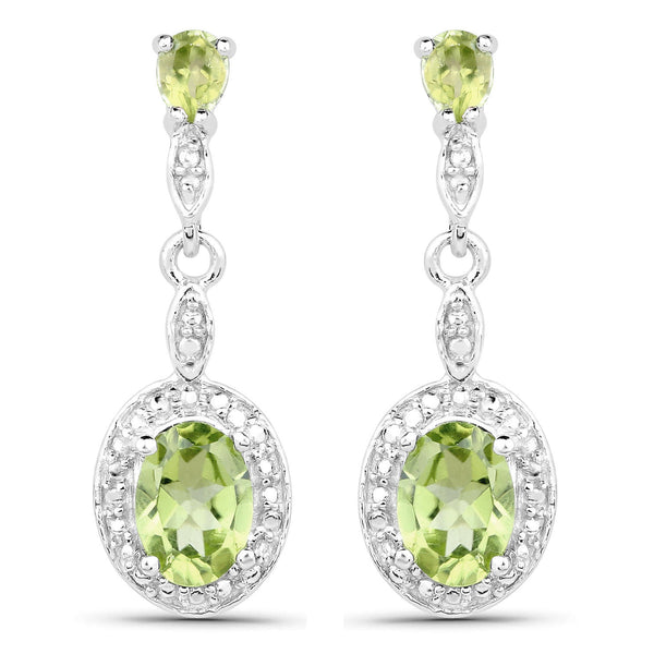 1.98 Carat Genuine Peridot .925 Sterling Silver Earrings