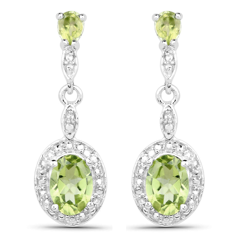 1.98 Carat Genuine Peridot .925 Sterling Silver Earrings