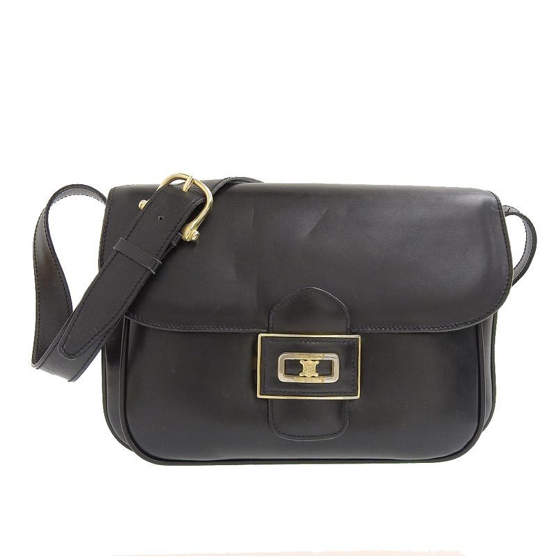 Celine Shoulder Bag Leather Black