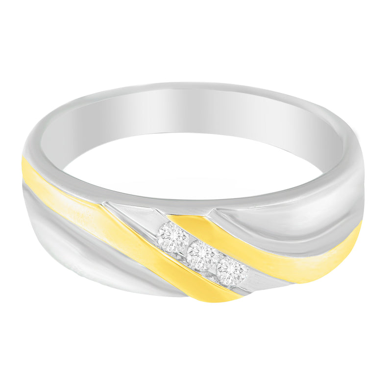 Mens 10k Two-Toned Gold 1/2ct TDW Diamond 3-Stone Ring (I-JI1-I2)