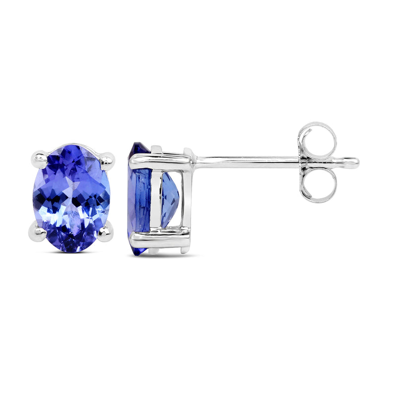 1.80 Carat Genuine Tanzanite 14K White Gold Earrings