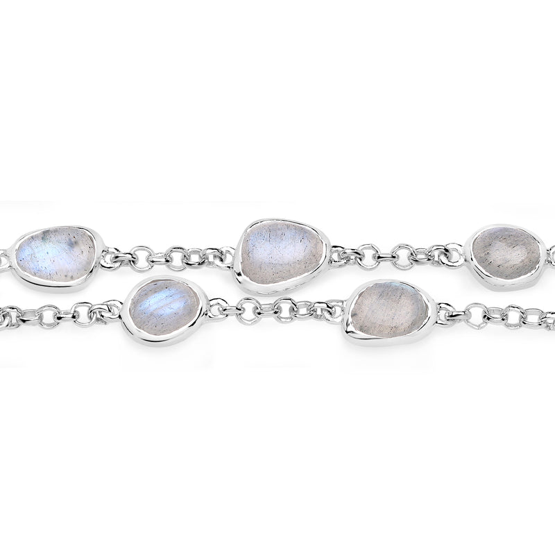 7.68 Carat Genuine Labradorite .925 Sterling Silver Bracelet