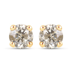 0.78 Carat Genuine LB Diamond 14K Yellow Gold Earrings