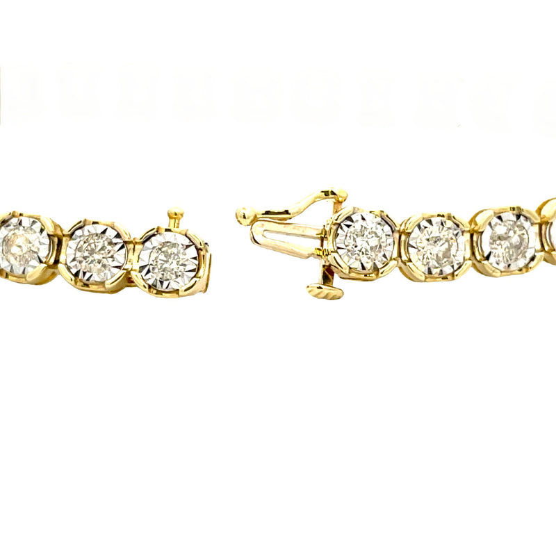 Natural 5.00ct Diamond Tennis Bracelet 10KT Yellow Gold