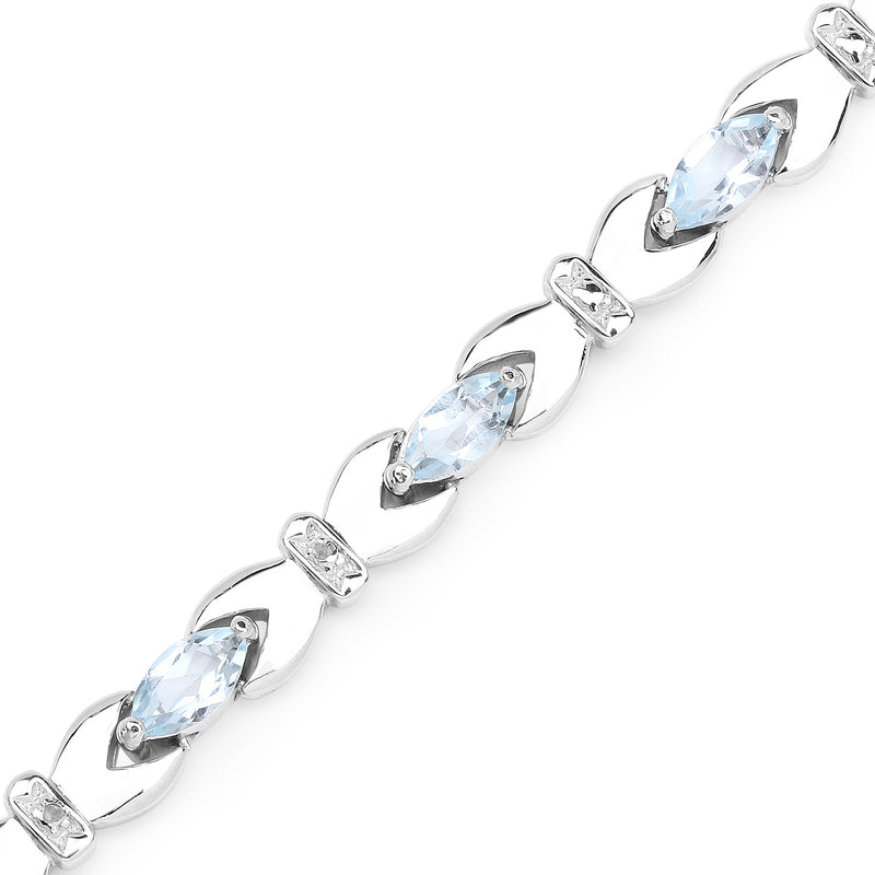 6.20 Carat Genuine Blue Topaz .925 Sterling Silver Bracelet