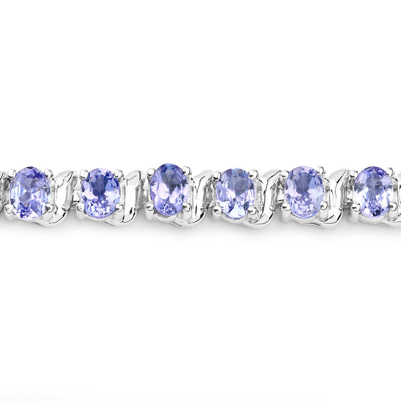 6.46 Carat Genuine Tanzanite .925 Sterling Silver Bracelet