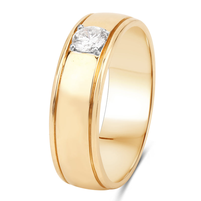 0.32 Carat Genuine White Diamond 14K Yellow Gold Ring (F-G Color, SI Clarity)