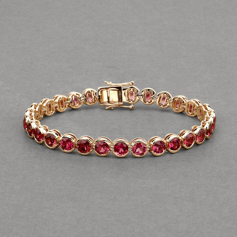 13.92 Carat Genuine Rubellite 14K Yellow Gold Bracelet