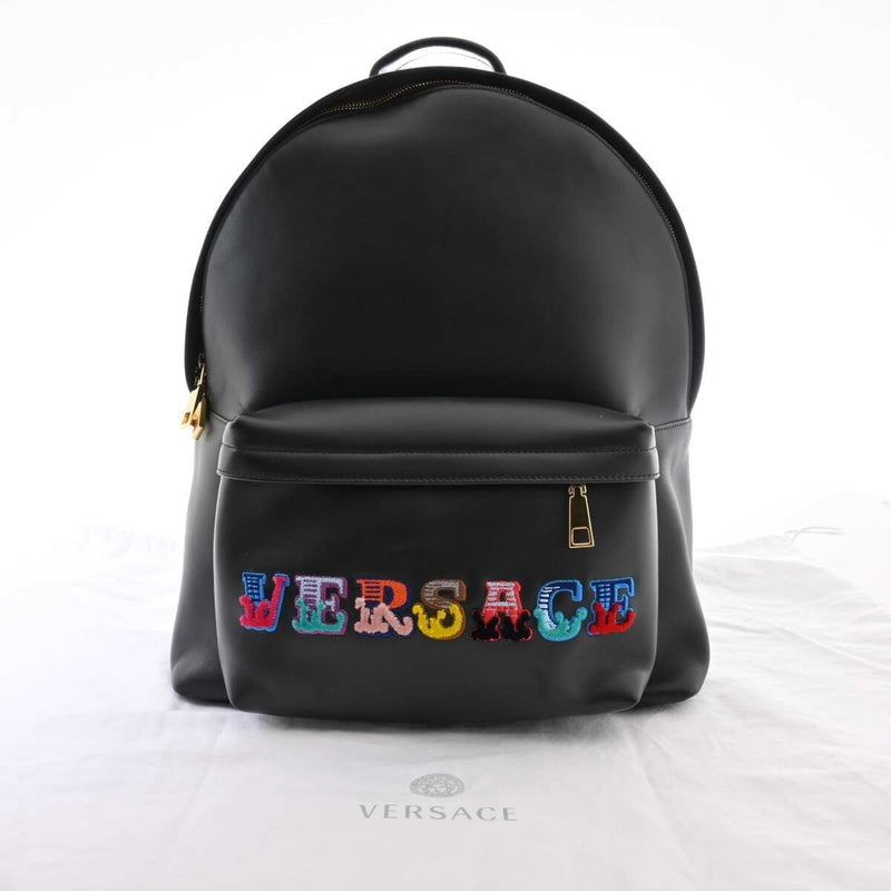 Versace Womens Leather Backpack Black