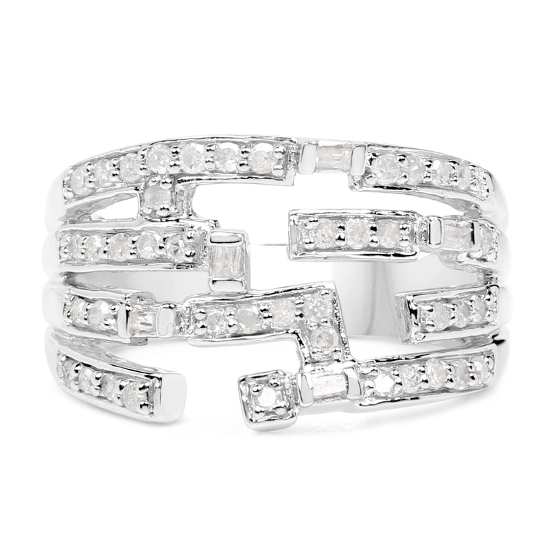 0.60 Carat Genuine White Diamond .925 Sterling Silver Ring