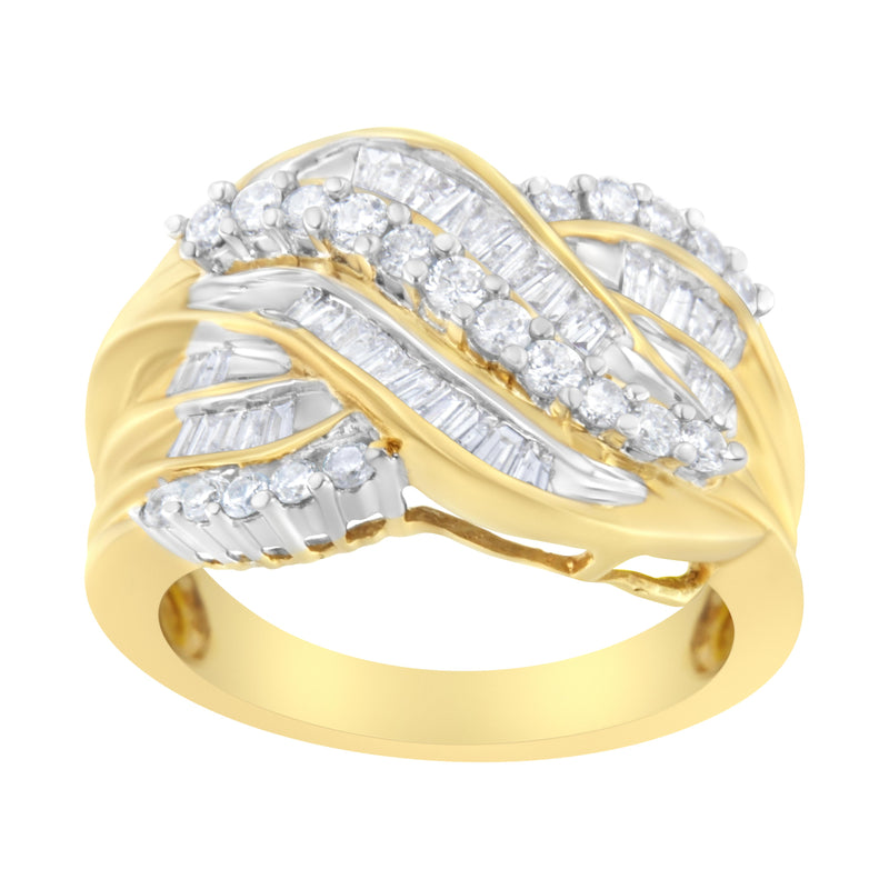 14K Yellow Gold 1 ct TDW Diamond Bypass Ring (H-ISI2-I1)