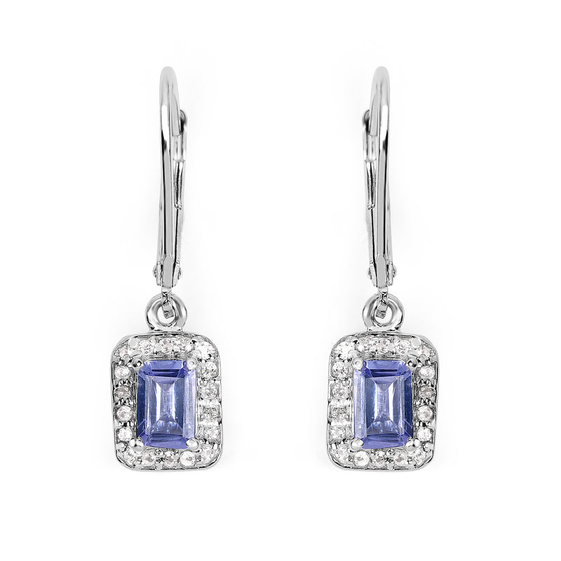 1.48 Carat Genuine Tanzanite and White Topaz .925 Sterling Silver Earrings