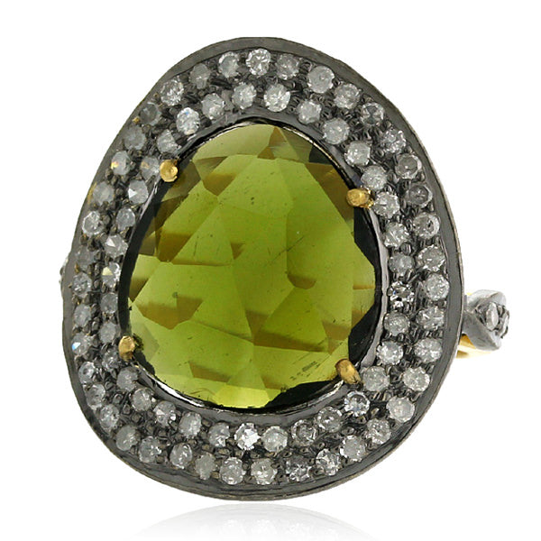 5.9ct Tourmaline & Diamond Cocktail Ring 18k Gold 925 Sterling Silver Jewelry