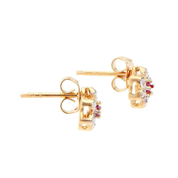 0.32 TW CTS RUBY & DIAMONDS 18K GOLD PLATED DESIGNER EAR-RINGS