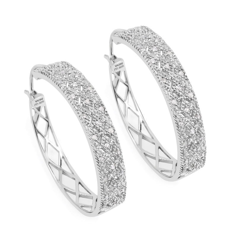 0.31 Carat Genuine White Diamond .925 Sterling Silver Earrings