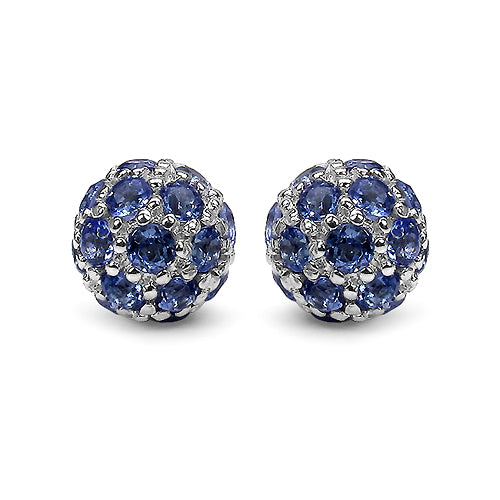 1.26 Carat Genuine Tanzanite .925 Sterling Silver Earrings