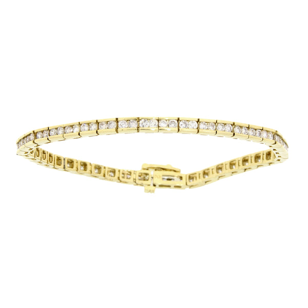 Genuine 3.10ct Diamond Tennis Bracelet 14KT Yellow Gold