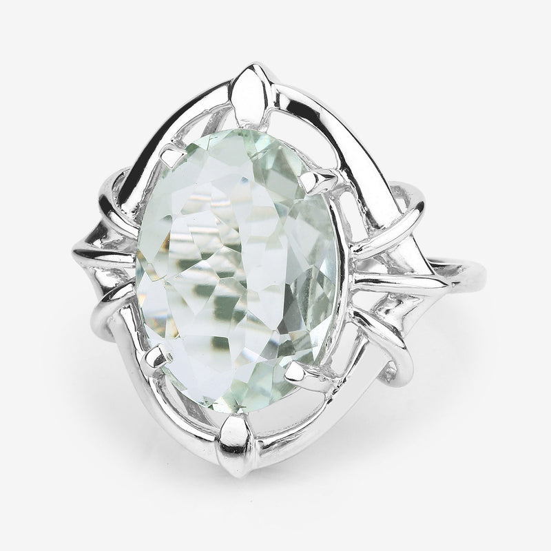 7.90 Carat Genuine Green Amethyst .925 Sterling Silver Ring