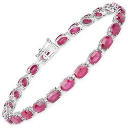 13.50 Carat Genuine Ruby and White Diamond 14K White Gold Bracelet