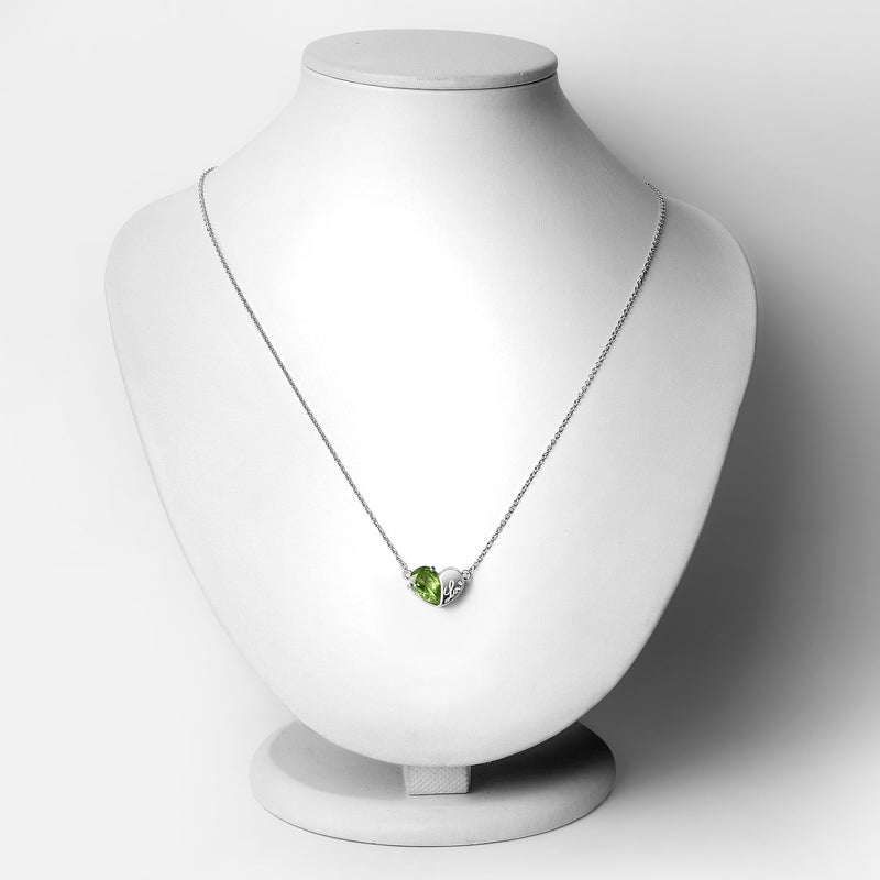 1.35 Carat Genuine Peridot .925 Sterling Silver Pendant