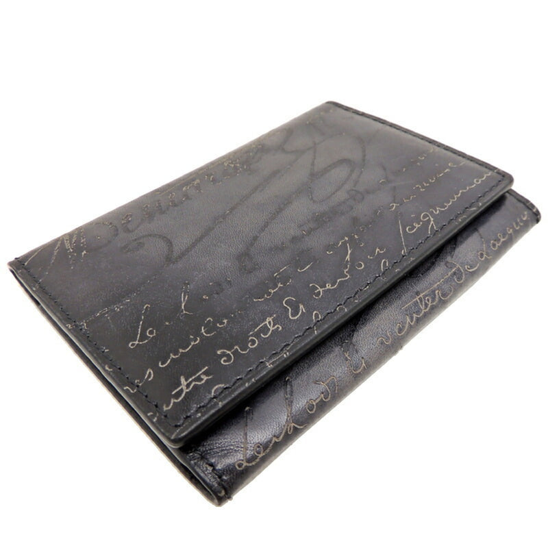 Berluti Inbuia Scrit Leather Men's Card Case IMBUIA-NEO-JOUR-V2 Venice Calf Black