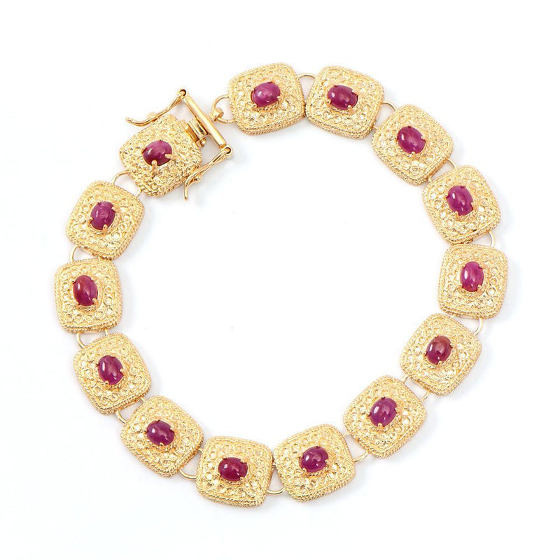 8.00 TW CTS RUBY 18K GOLD PLATED DESIGNER BRACELET SIZE 7.9 INCHES