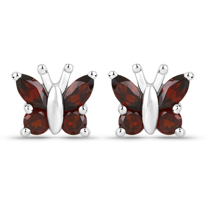 1.28 Carat Genuine Garnet .925 Sterling Silver Earrings