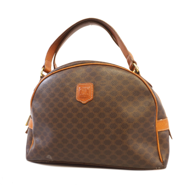Auth Celine Macadam Handbag Womens PVC Handbag Brown