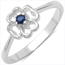 0.07 Carat Genuine Blue Sapphire .925 Sterling Silver Ring