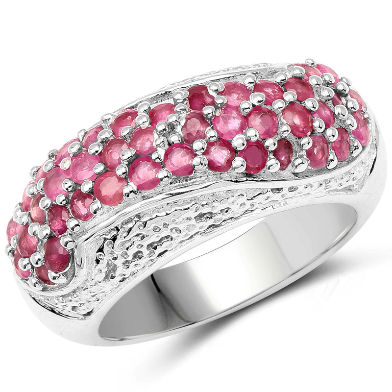 1.81 Carat Genuine Ruby and White Zircon .925 Sterling Silver Ring