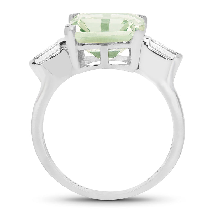 4.76 Carat Genuine Green Amethyst & White Topaz .925 Sterling Silver Ring