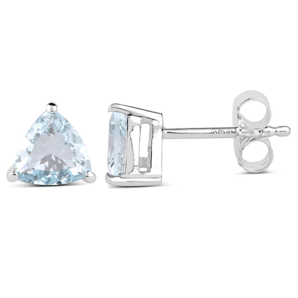 1.26 Carat Genuine Aquamarine .925 Sterling Silver Earrings