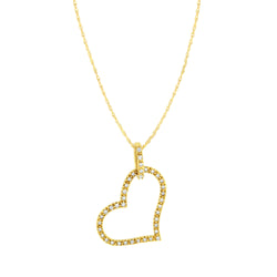 10K Yellow Gold 1/4 cttw Prong Set Round-Cut Diamond Open Heart 18" Pendant Necklace (K-L Color, I1-I2 Clarity)